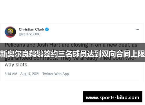 新奥尔良鹈鹕签约三名球员达到双向合同上限